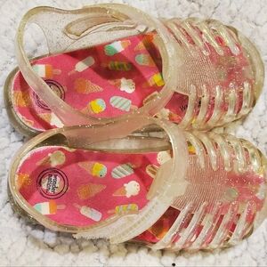 Wonder Nation Glitter Jelly Sandals - Clear and Pink